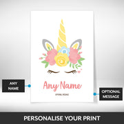 What can be personalised on this unicorn poster