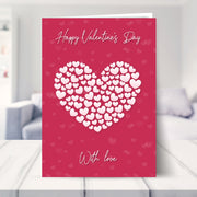 happy valentine's day card shown in a living room