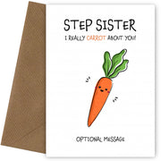 Veggie Pun Birthday Card for Step Sister - Carrot