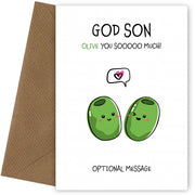 Veggie Pun Birthday Card for God Son - I Love You So Much