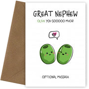 Veggie Pun Birthday Card for Great Nephew - I Love You So Much