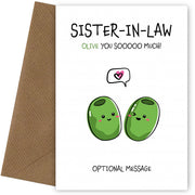 Veggie Pun Birthday Card for Sister-in-law - I Love You So Much