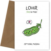 Veggie Pun Valentine's Day Card for Lover - Peas Be Mine
