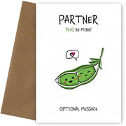 Veggie Pun Valentine's Day Card for Partner - Peas Be Mine
