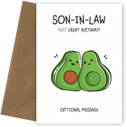 Avocado Birthday Card for Son-in-law
