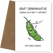 Happy Birthday Card for Great Granddaughter - Hap-pea