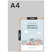 The size of this brother and boyfriend xmas card is 7 x 5" when folded