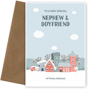 Nephew and Boyfriend Christmas Card - Winter Village