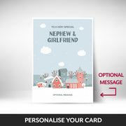 What can be personalised on this nephew and girlfriend christmas cards