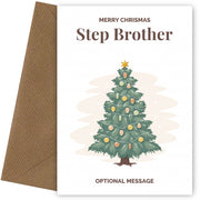Vintage Tree Christmas Card for Step Brother - Traditional and Unique