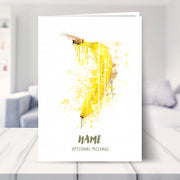 banana birthday card shown in a living room