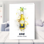 beer birthday card shown in a living room