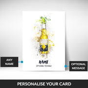 What can be personalised on this beer bottle birthday card