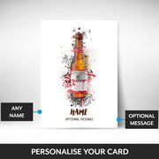 What can be personalised on this beer bottle birthday card