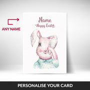 What can be personalised on this cute easter cards