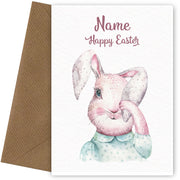 Personalised Watercolour Bunny Easter Card - D2