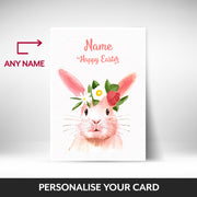 What can be personalised on this cute easter cards