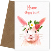 Personalised Easter Card for Girls - Watercolour Bunny