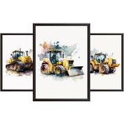 A4 Construction Vehicle Posters for Boys Bedroom Wall Art Decor