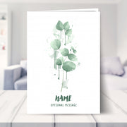 Eucalyptus Leaves card shown in a living room