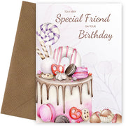 Special Friend Birthday Card Female - Cake Bday Cards