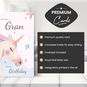 Main features of this unicorn birthday cards Gran