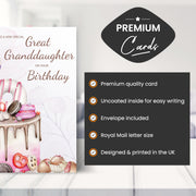 Main features of this great granddaughter birthday card female