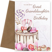 Special Great Granddaughter Birthday Card Female - Cake Bday Cards