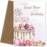 Great Niece Birthday Card Female - Cake Bday Cards