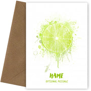 Watercolour Lime Fruit Greetings Card
