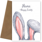 Cute Easter Card for Granddaughter, Daughter, Niece and Girls - Watercolour Rabbit Ears