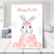 watercolour easter card shown in a living room