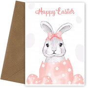 Watercolour Easter Card for Girls - Bunny Easter Card for Daughter Granddaughter