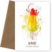 Watercolour Rocket Lolly Greetings Card