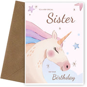 Unicorn Birthday Card for Sister Birthday Cards 4th 5th 6th 7th 8th 9th 10th Bday
