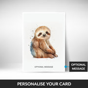What can be personalised on this sloth greeting card