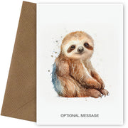 Cute Watercolour Sloth Greetings Card for Friends and Family