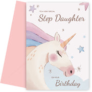 Unicorn Birthday Card for Step Daughter Birthday Cards 4th 5th 6th 7th 8th 9th 10th Bday