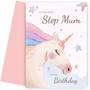 Unicorn Birthday Card for Step Mum Birthday Cards 22nd 23rd 24th 25th 30th 35th 40th Bday