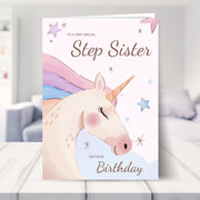 step sister birthday cards shown in a living room