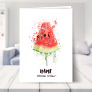 watermelon card shown in a living room