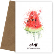 Watercolour Watermelon Fruit Greetings Card