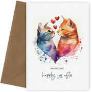 Congratulations Wedding Day Card for Bride & Groom - Happily Ever After Cats
