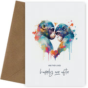 Congratulations Wedding Day Card for Bride & Groom - Happily Ever After Monkeys