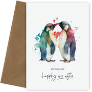 Congratulations Wedding Day Card for Bride & Groom - Happily Ever After Penguins
