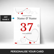 What can be personalised on this 37th anniversary card