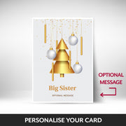 What can be personalised on this Big Sister christmas cards