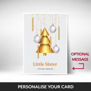 What can be personalised on this Little Sister christmas cards
