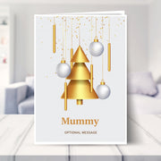 Mummy christmas card shown in a living room