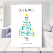 Dad & Wife christmas card shown in a living room